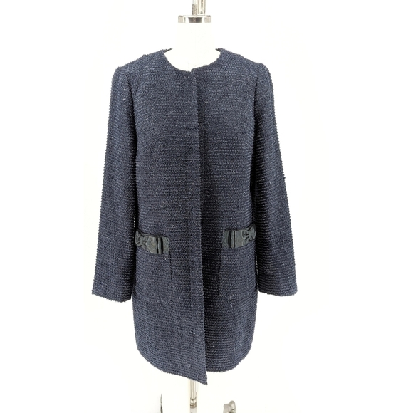 Talbots Tweed Jacket Blue 6 preppy fall Business casual holiday classic parisian - Picture 1 of 7